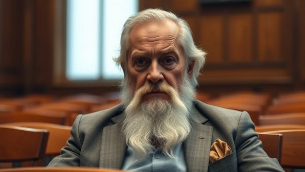 Older man in courtroom reflecting on san antonio crime reports.