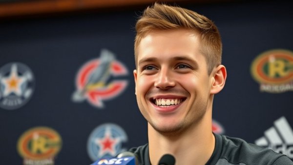 C.J. Stroud at NFL press conference, smiling and speaking on his NFL Journey.