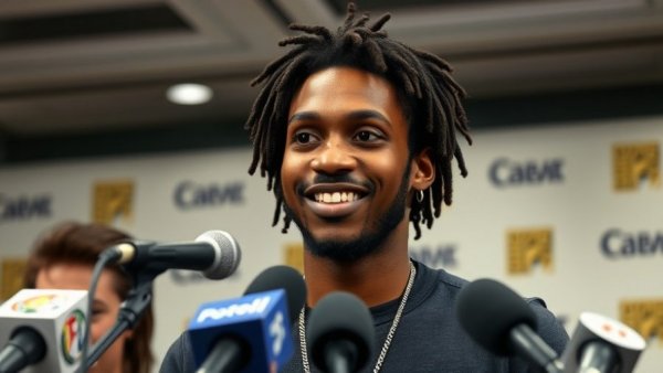 C.J. Stroud discussing teamwork at a press conference.