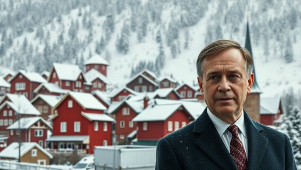 Snowy European town and formal figure, highlighting hard power dynamics.