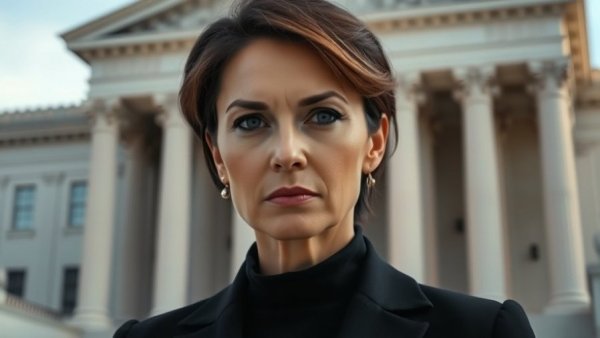 Serious woman in front of Supreme Court, exploring Trump Lisa Cook case.