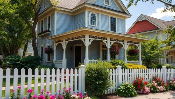 Elegant Victorian home for sale in Austin with white picket fence
