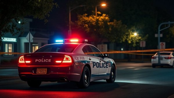 Carjacking in Houston crime scene with police car and caution tape.