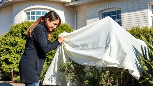 Protect plants from freezing temps with fabric cover outdoors
