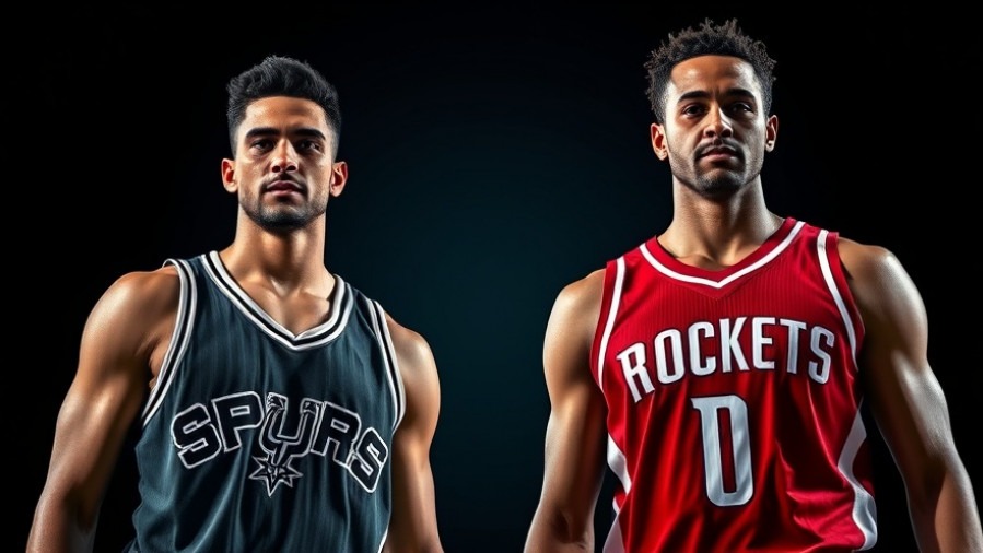 Spurs vs Rockets Game Highlights graphic with two players and game date.