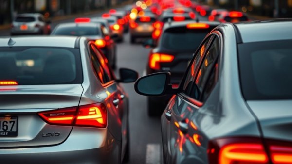 Houston business news: Car in traffic on busy city highway.