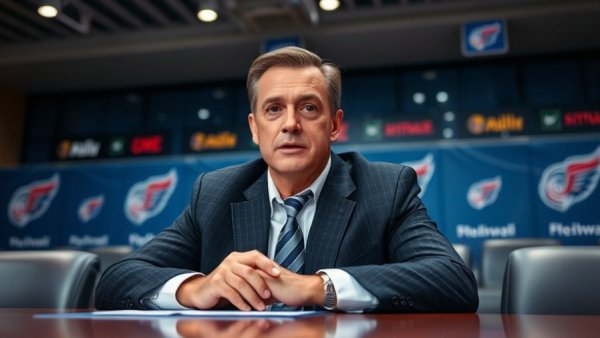 Houston Texans executive discussing future goals in a press conference.