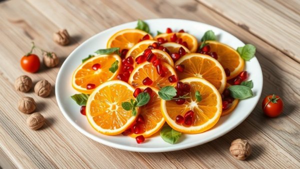 Colorful winter citrus salad with vibrant ingredients.