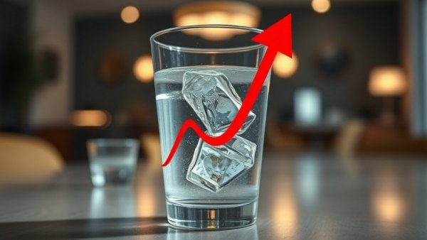 Glass of water with meal showing glucose spike effect.