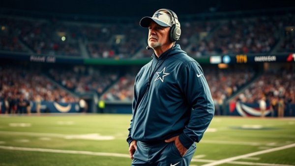 2026 Dallas Cowboys evaluation scene with focused coach on field.