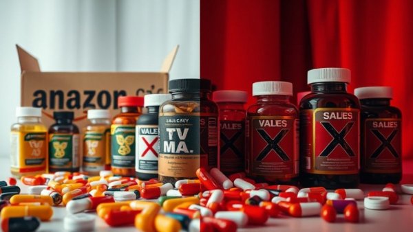 Supplements labeled with warnings, suggesting dangerous supplements from Amazon.
