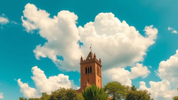 University tower symbolizing Austin lifestyle, clear blue sky.