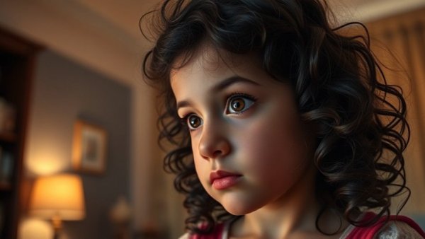 Young girl with expressive eyes, Sara Anne Wood case reference.