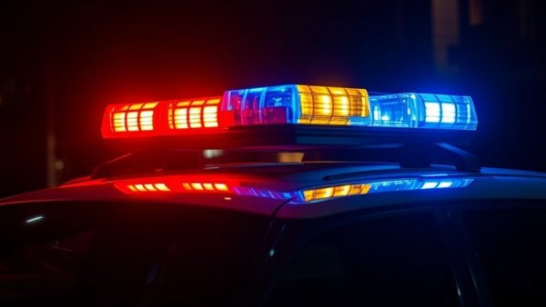 Red and blue police lights illuminating a San Antonio night.