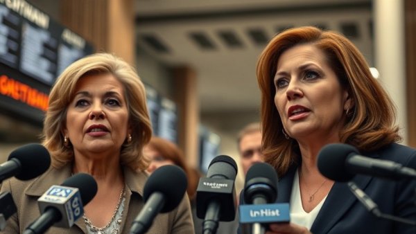 Two women speaking to media about Uvalde victims acquittal.