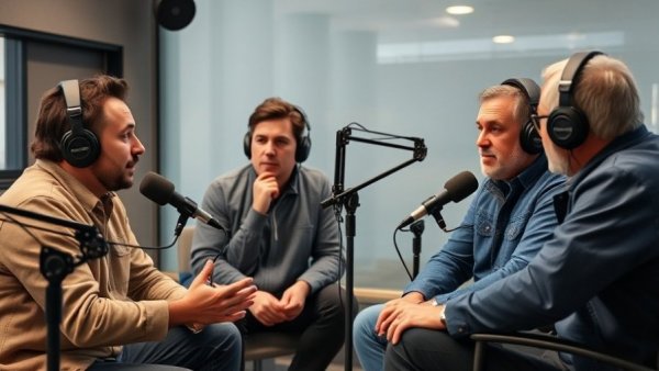 Podcast hosts discussing 2026 NFL Draft Strategy in studio.