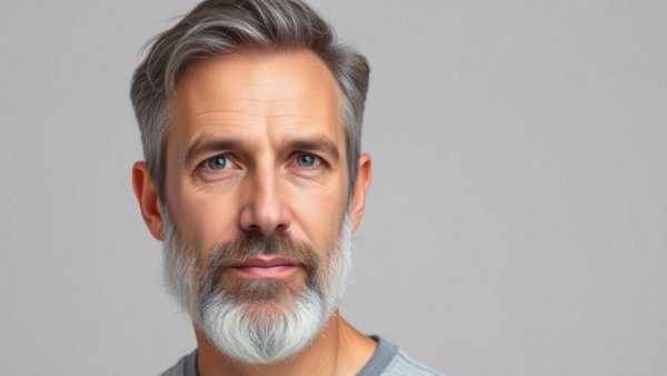 Mature man, gray beard, neutral expression, locating missing adults.