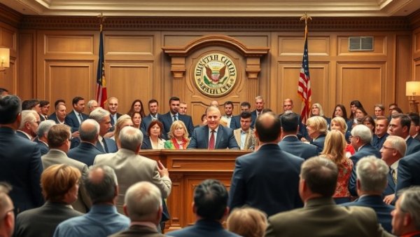 Diverse group at podium for CAIR-Austin Day proclamation event.
