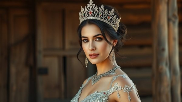 Elegantly dressed woman with a crown, showcasing poise related to 2026 Oscar nominations snubs and surprises.