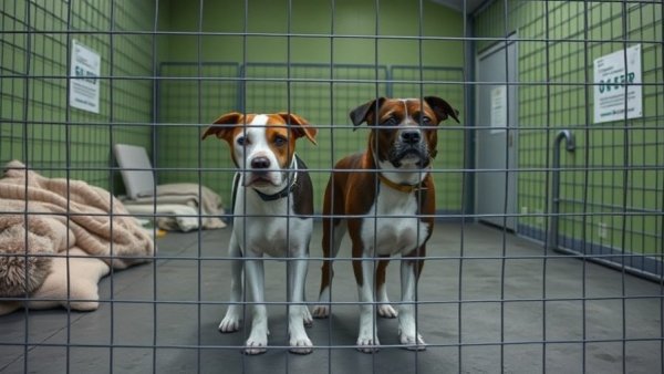 Shelter dogs in fenced enclosure at Austin Pets Alive!