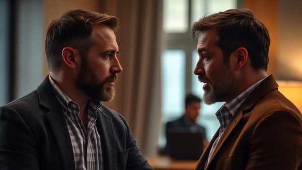 Serious debate scene emphasizing national news accountability.