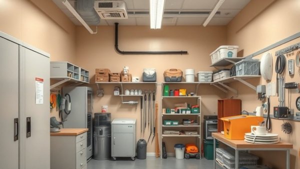 Houston Habitat for Humanity resiliency hub's organized utility room.