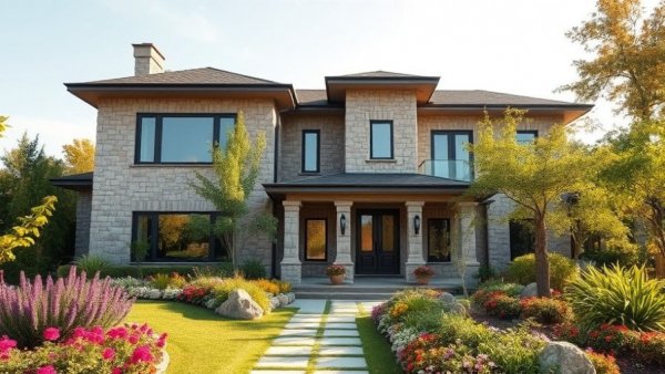 Modern luxury home in San Antonio with landscaped garden