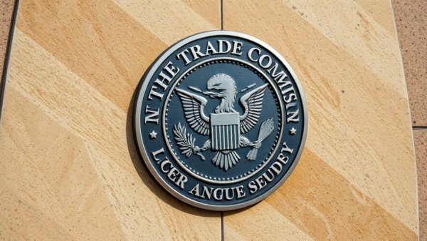 Federal Trade Commission emblem on stone wall for Cigna insulin pricing settlement.