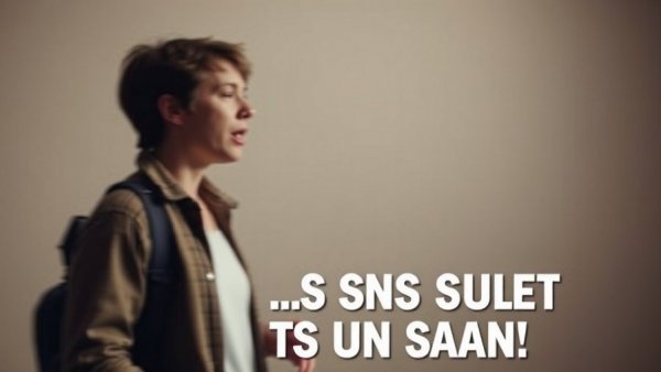 Blurred person speaking with text overlay about mental health.