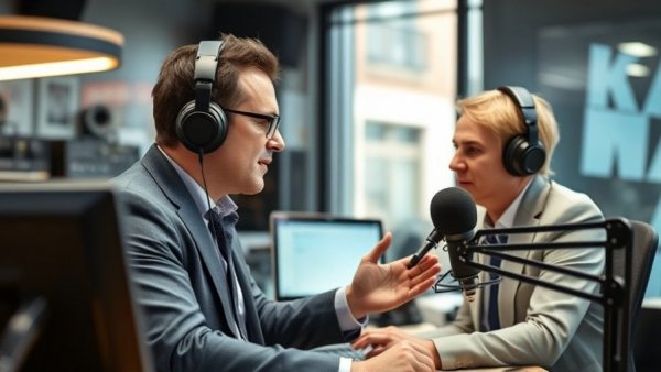 Dallas Cowboys new defensive coordinator in radio studio.