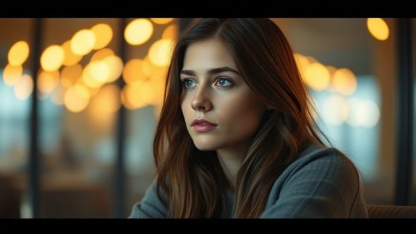 Reflective young woman in soft light, symbolizing perseverance in a music career.