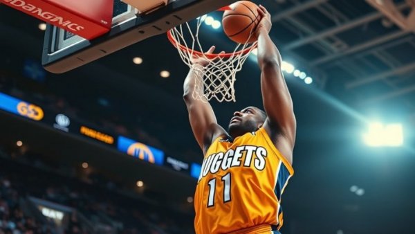 NBA's Top 10 Plays of the Night featuring a dunking Nuggets player.