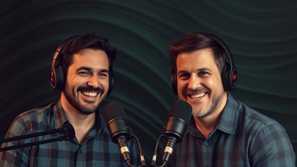 Podcast cover on industrial processing of seed oils with two men and text.