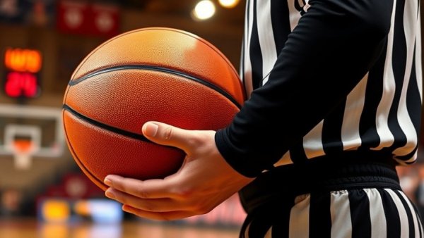 Referee holding basketball during a Kentucky middle school game