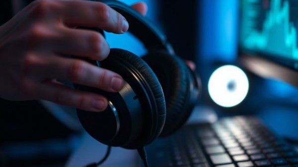 Hands adjusting headphones on desk, Google Fast Pair flaw