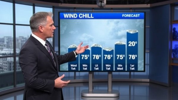 Presenter showing dangerously low temperatures forecast in Central Texas.