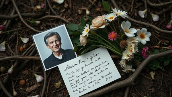 Memorial photograph with flowers in quiet setting, immigration news USA.