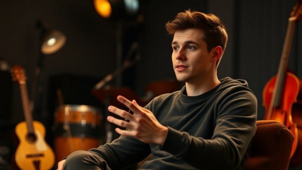 Timothée Chalamet interview setting, casual attire.