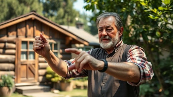 Man demonstrating with foil outdoors for mental wellness for seniors