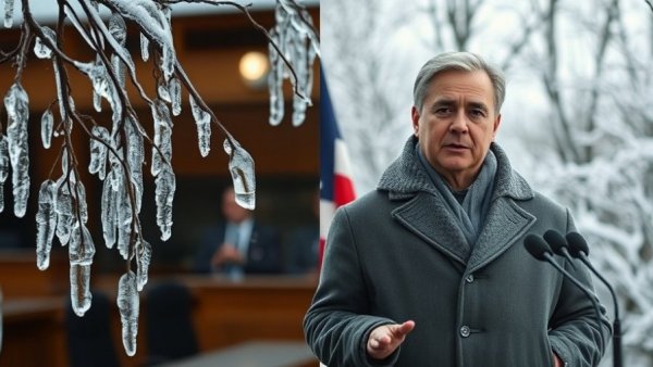 Icy branches and official's press conference on Mississippi winter storm impact