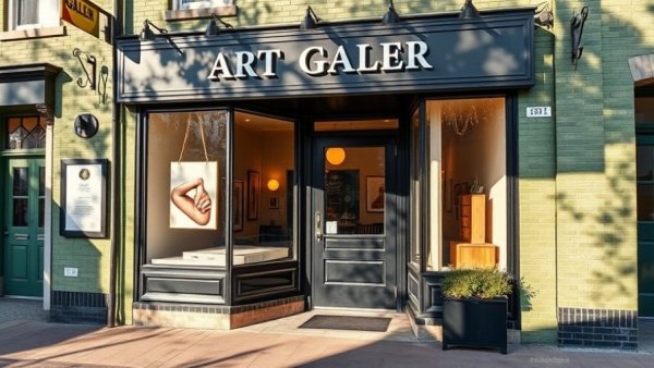Contemporary Art Gallery Opening in Austin with charming green exterior and glass door.