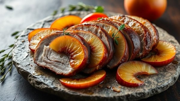 Slow Cooker Apple Cinnamon Pork Loin Roast beautifully plated.