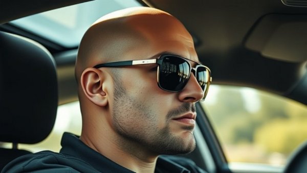 Man in car reading text about natural body processes.
