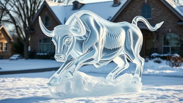 North Texas man turns winter freeze into art with intricate ice sculpture of a bull.