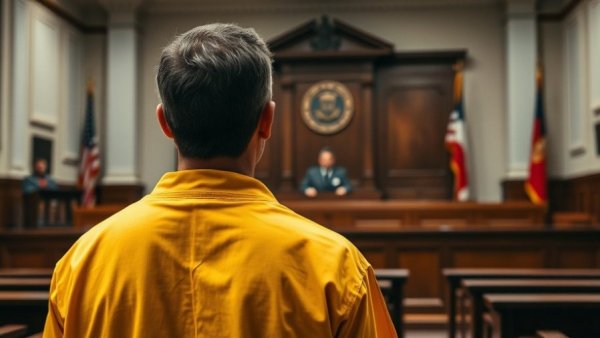 Person in yellow jail attire during courtroom session for Klein ISD teacher sex trafficking case.
