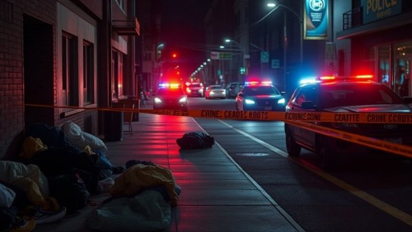 Urban street scene with police presence amid cold weather in Houston.