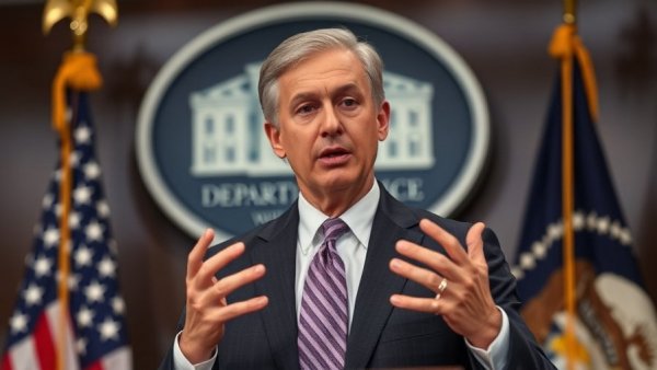 Official at press conference for ICE court appearance statement.