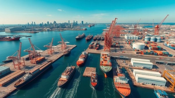 Aerial view of Port Houston Project 12 industrial and shipping area.