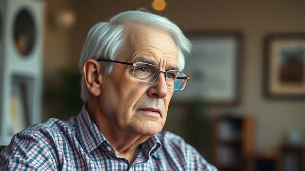 Elderly man contemplating indoors, related to Iran Hostage Crisis.