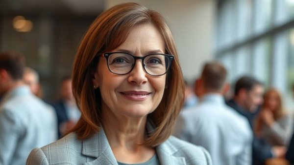 Rep. Julie Johnson in a light blue blazer with a soft smile.